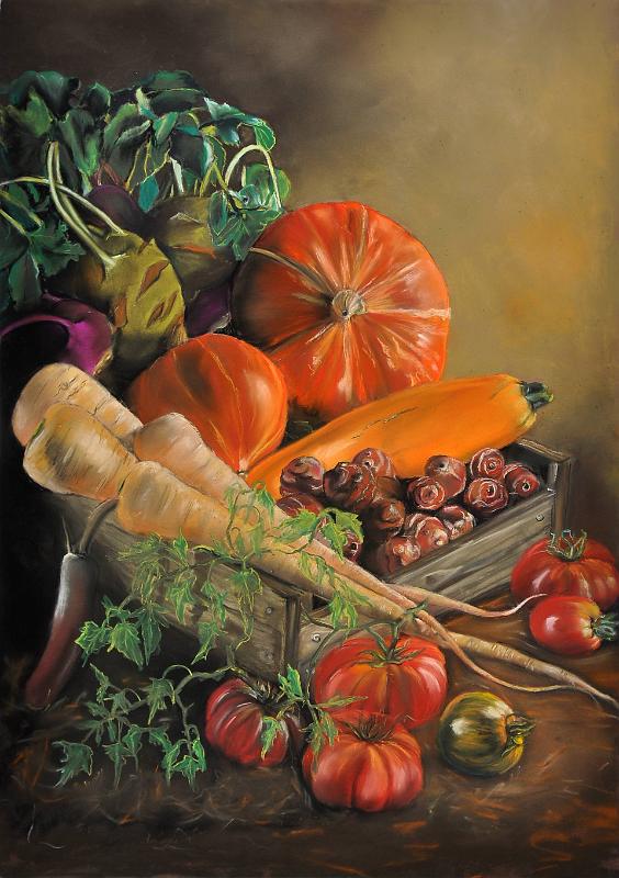 recolte du potager.jpg - Pastel   format /size 50x70
